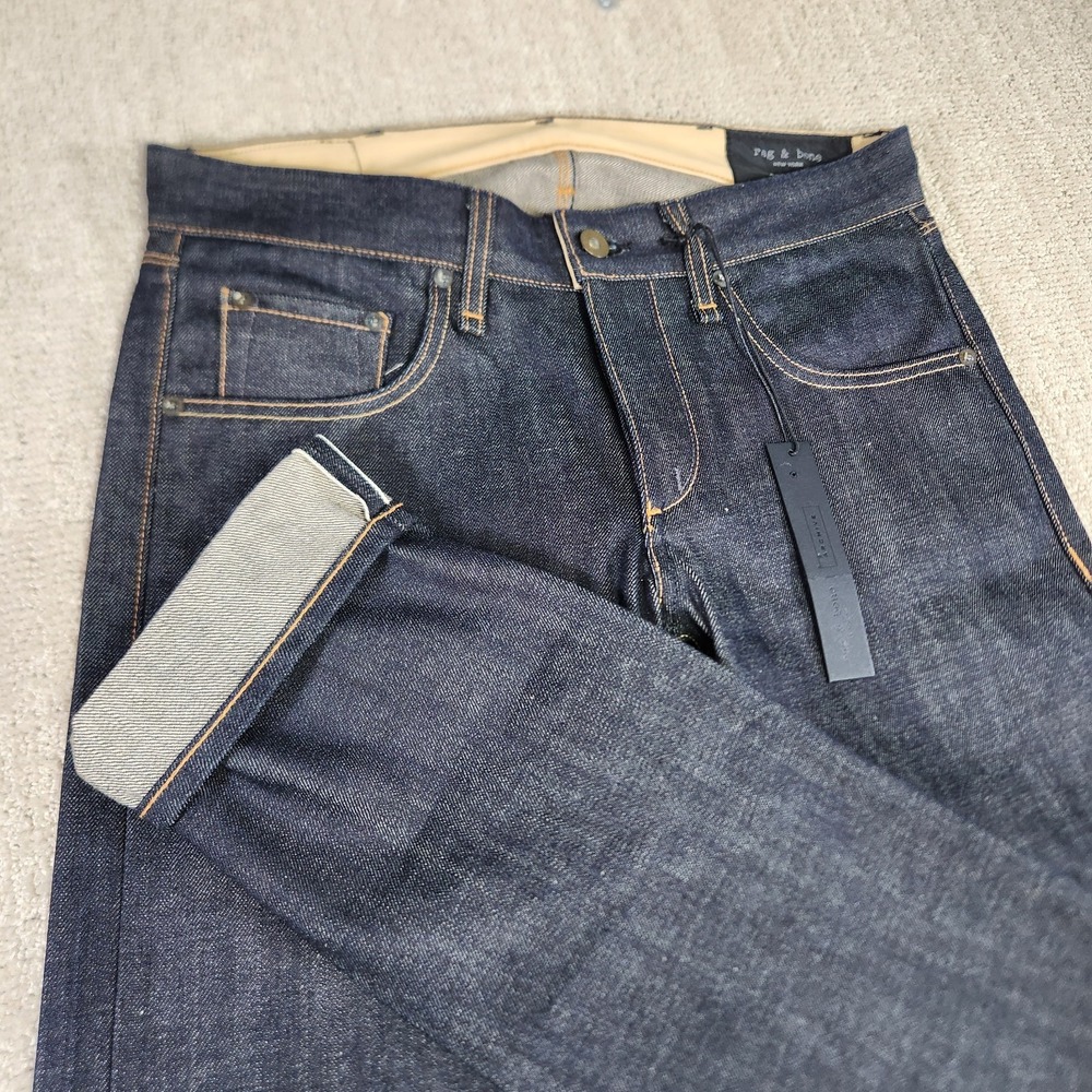 Rag & Bone Jeans Men 29x34 Raw Selvedge Japanese Denim Kaihara Dark Indigo NEW